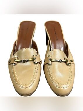 Bandolino Women's Cream Mules with Gold Accent